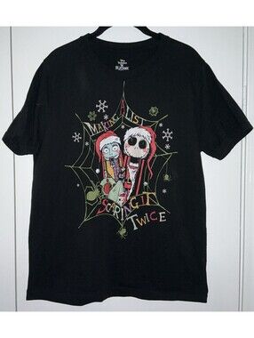 Disney Nightmare Before Christmas ‘Making A List’ Black Sz Med Graphic Tee
